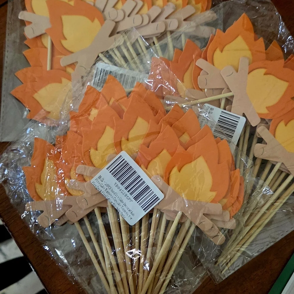 Fire Cupcake Toppers, Baby Shower Cake Decorations Fireman Themed Cake Topper